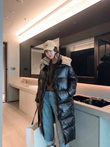 CMX856欧货新款撞色长款时尚潮流百分百白鸭绒羽绒服,女装羽绒服,L·H·X