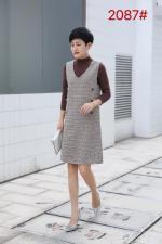 六个扣两件套连衣裙，女装连衣裙，罗兰春天