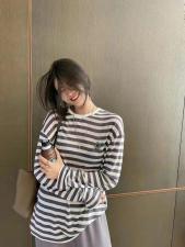 条纹长袖面膜防晒衣，女装，香榭丽舍