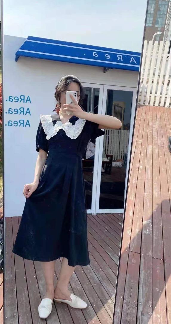 夏季娃娃领连衣裙，现货，女装连衣裙，奥帝秀