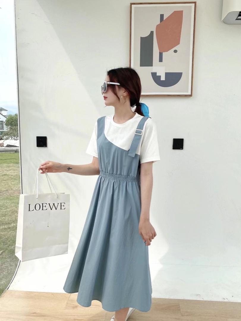 ［爱美欧］夏季新款收腰拼接显瘦连衣裙，女装连衣裙，爱美欧