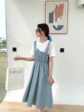 ［爱美欧］夏季新款收腰拼接显瘦连衣裙，女装连衣裙，爱美欧