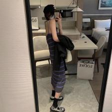 1409吊带条纹长裙，女装背心吊带，XTZ style