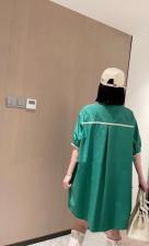W890欧洲站2021夏季新款时尚袖拼边休闲衬衫连衣裙，女装衬衫，L·H·X
