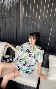 熊猫大版丅，女装，可可西米