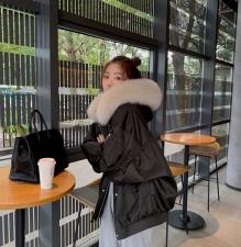 zHG8115欧货袖子打皱可拆卸大狐狸毛领内胆獭兔毛派克，女装，L·H·X