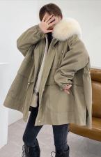 ZHG8112狐狸大毛领獭兔内胆背后拉链皮草派克服，女装皮草，L·H·X