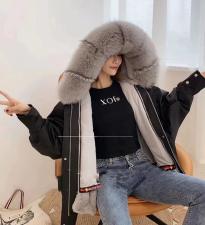 ZHG9806韩版大口袋真狐狸毛领内胆可拆卸獭兔毛保暖派，女装，L·H·X