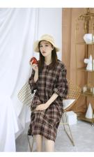 现货亚麻、苎麻盘扣裙，女装，蓝院