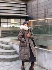 狐狸毛大毛领长款羽绒服，女装羽绒服，尚映