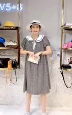 DG887夏季新款韩版甜美风双层娃娃领系带气质淑女连衣裙，女装连衣裙，L·H·X