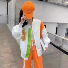 ZCL603春季新款潮牌宽松时尚撞色拼接拉链棒球服外套，女装，L·H·X