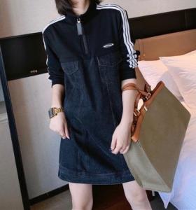 DG825春季韩版新款时尚拼牛仔连衣裙,女装连衣裙,L·H·X