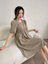 现货：夏季新款假两件连衣裙，女装连衣裙，花之妖影