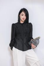 大，口袋蕾丝上衣，女装，哥卓