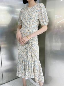 现货，夏季新款，碎花抽绳连衣裙,女装连衣裙,爱尚时尚ASSS