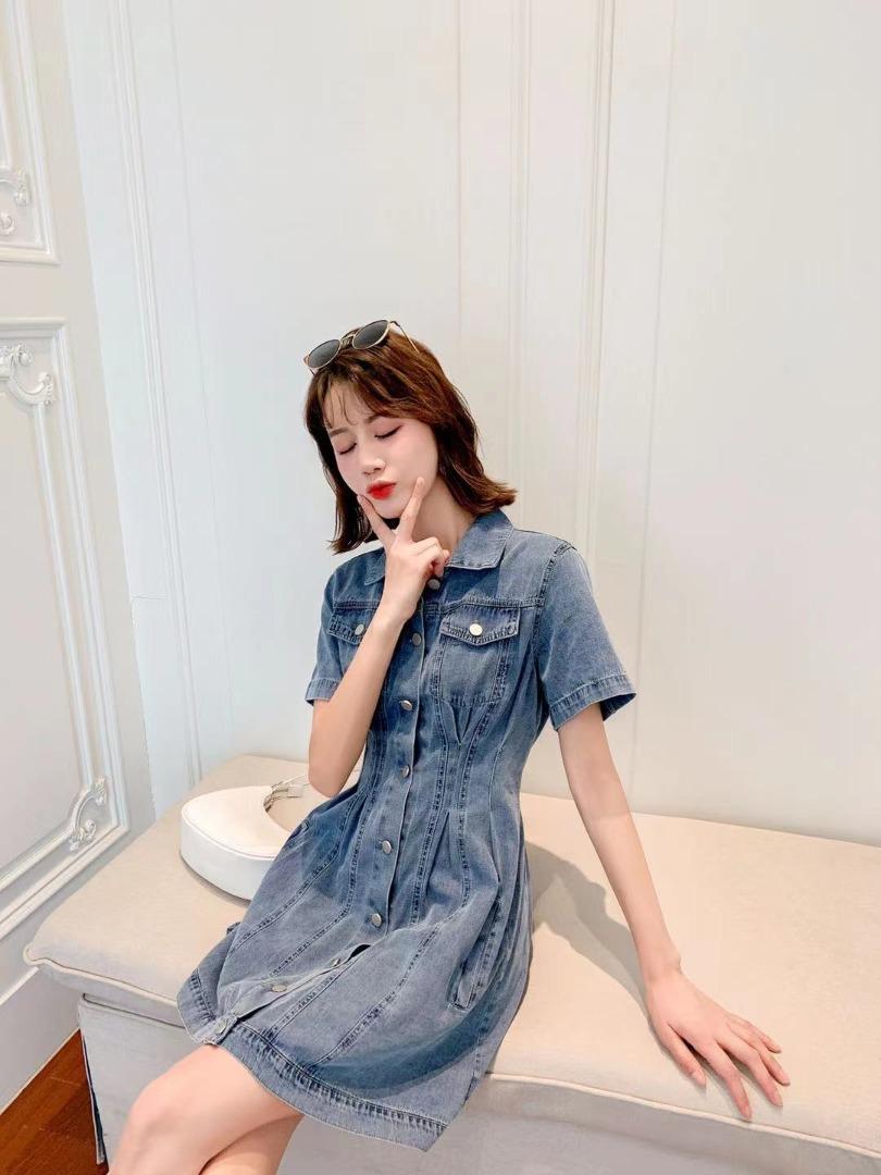 牛仔收腰连衣裙，女装连衣裙，QY2