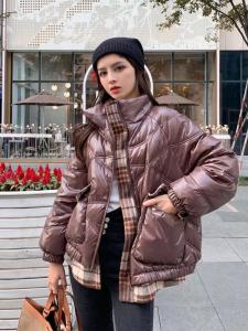 现货～羽绒服下摆拼格子,女装羽绒服,恋钱