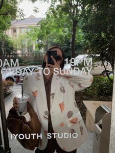 早春新品 高级印花海螺西服外套,女装,AUDREY WANG