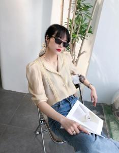 蕾丝花边翻领衬衣,女装,兰魅依生