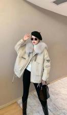 ZHG8117欧版狐毛海军领獭兔毛内胆皮草派克服，女装皮草，L·H·X