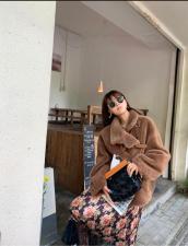 ZAF2019网红超火短款皮带扣翻领百分百羊毛外套，女装，L·H·X