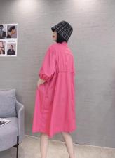 XL9909春季韩版宽松抽褶显瘦遮肉减龄连衣裙，女装连衣裙，L·H·X
