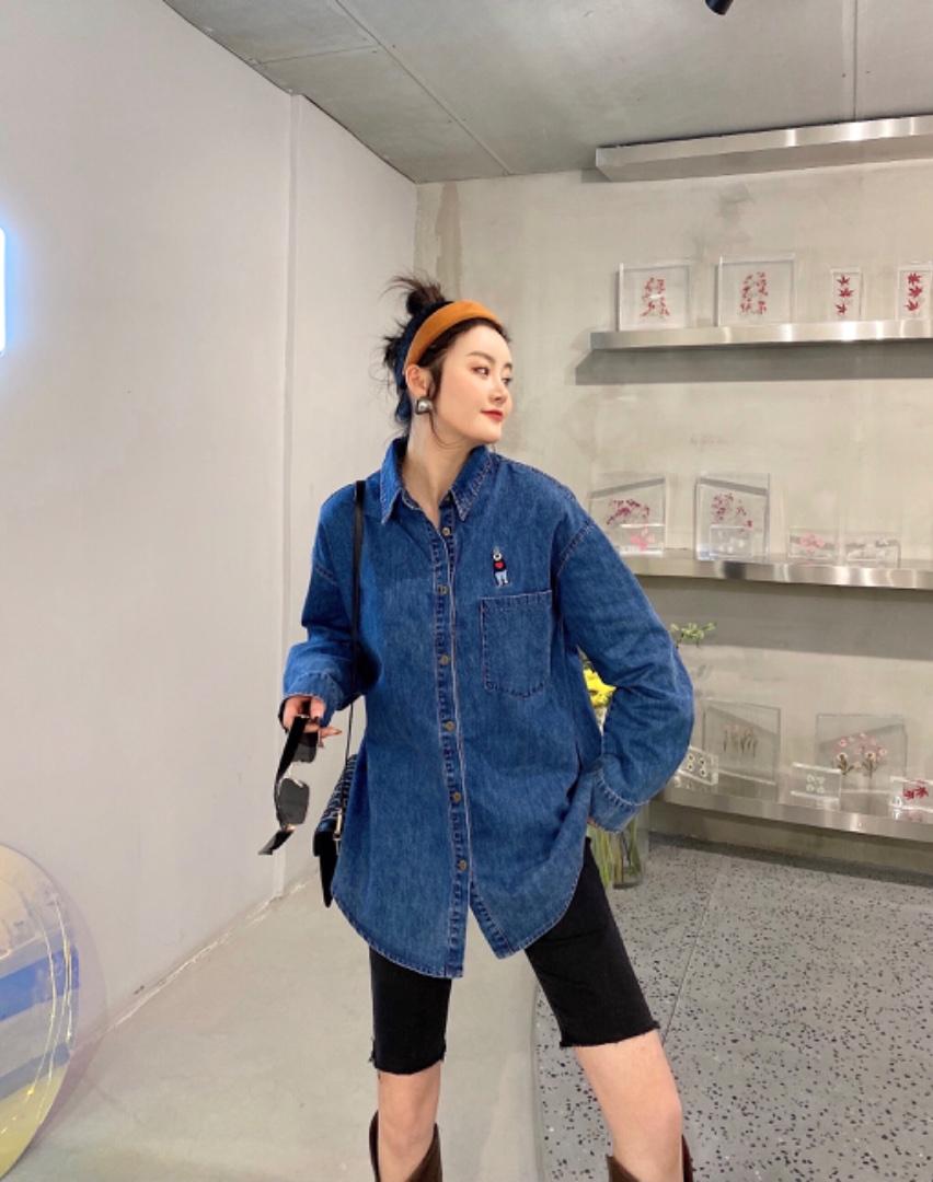 现货，2021春款牛仔刺绣衬衫，女装衬衫，坚持到底