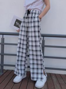 夏季新款格子阔腿裤,女装,1+1 MAIN ROAD