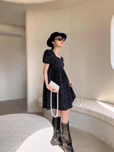（现货）夏季新款泡泡袖立体印花连衣裙，女装连衣裙，AUDREY WANG