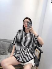 韩版冰丝条纹大T，女装，一杭