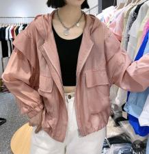 SGH2110欧货连帽背后双拉链时尚洋气百搭天丝防晒衣，女装，L·H·X