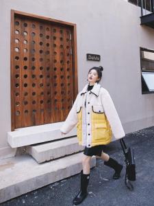 2021冬款拼接羽绒服,女装羽绒服,YOUER DENG