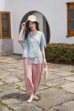 花色上衣，裤子颜色很多，女装，线象