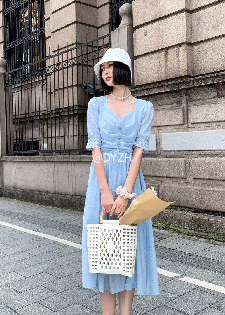 【现货】夏装新款小众甜美超仙提花面料连衣裙，女装连衣裙，东洋天堂之花