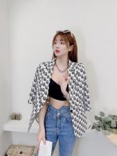 现货夏季新款字母图案修身薄西服，女装，韩衫衣社