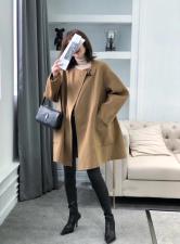 SL20135欧货小方领牛角扣百分百全羊毛呢料大衣，女装毛呢外套，L·H·X
