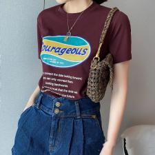 DG876-2021春季新品时尚百搭字母印花圆领短袖T恤，女装T恤，L·H·X