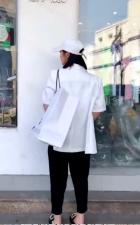 AX310夏季新款2021韩版显瘦宽松纯棉百搭时尚短袖西装外，女装西装，L·H·X