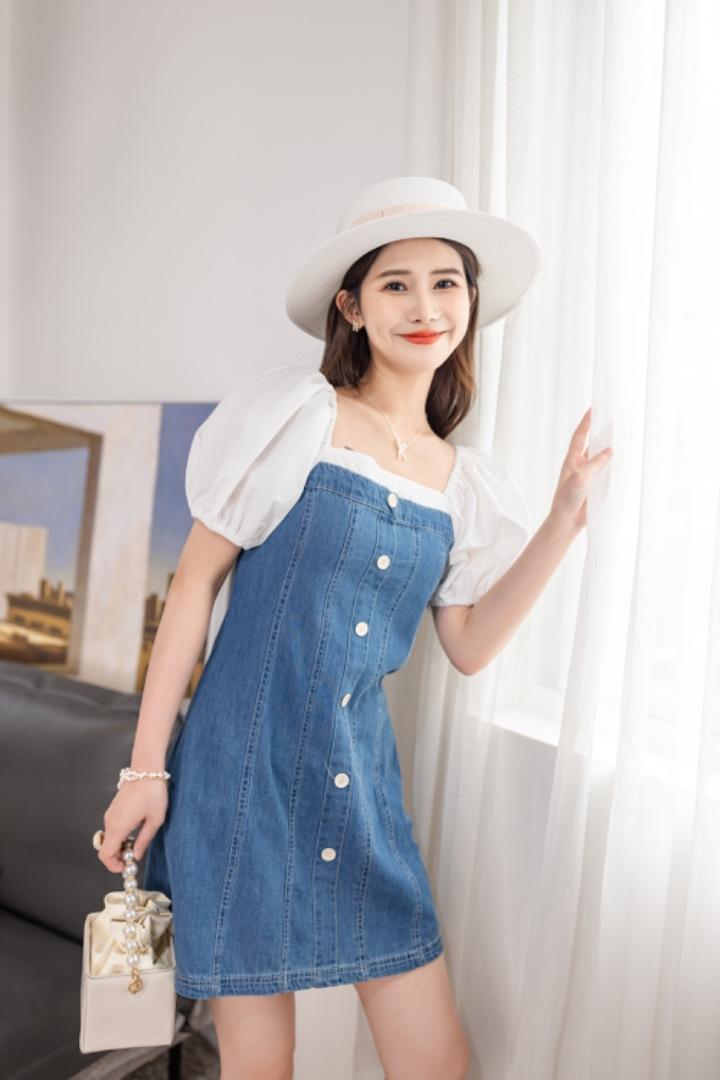 夏季新款拼接连衣裙，女装连衣裙，甜野