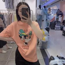 卡通图案短袖T，女装，九度良品