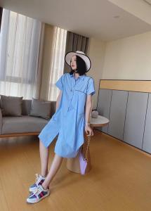 ［爱美欧］夏季新款 欧版大口袋衬衫连衣裙,女装衬衫,爱美欧