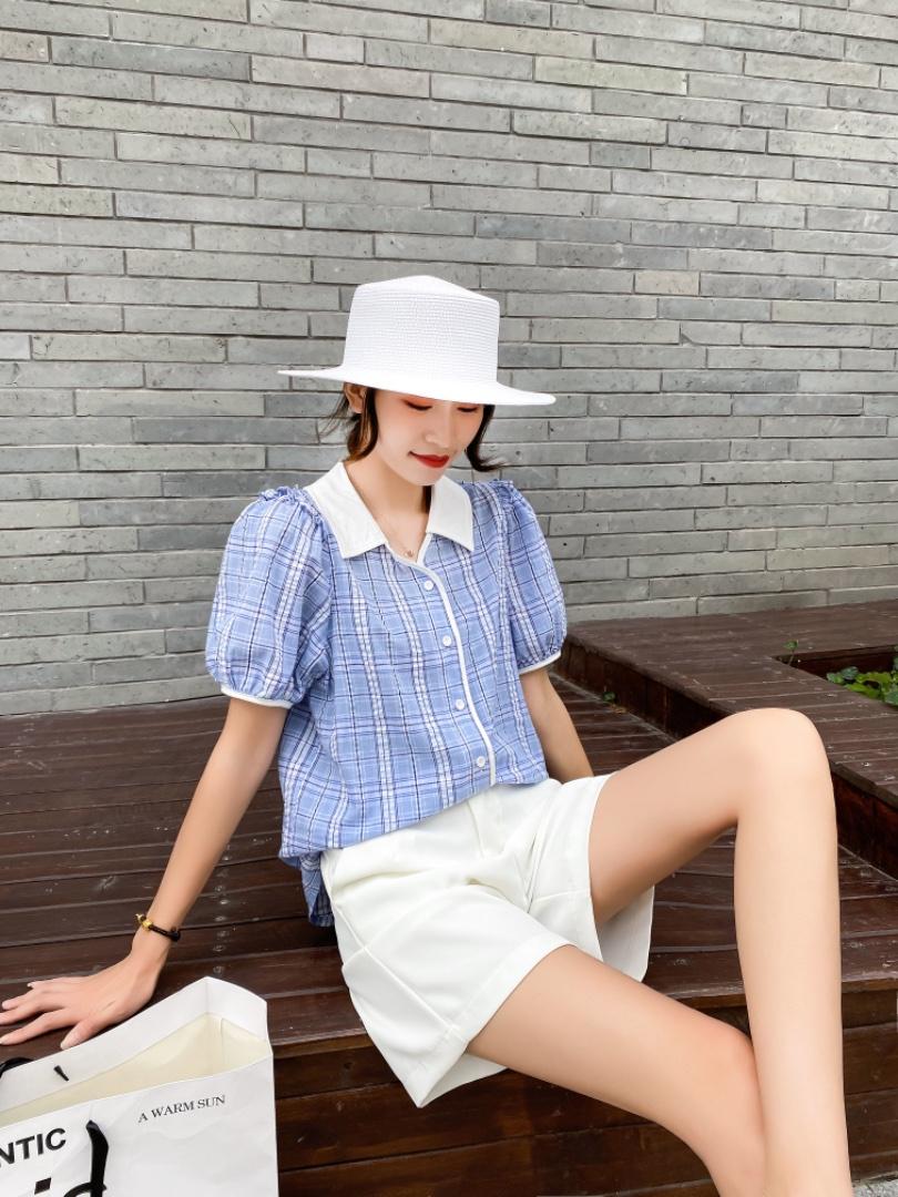 格子百搭款小衫，女装，百变诱惑