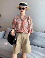 【夏季新款】印花上衣西装短裤两件套，女装西装，笑思源