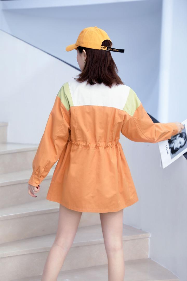 2021春款撞色风衣外套，女装风衣，红雀纺