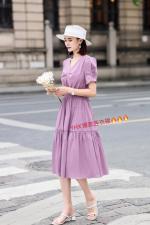 2021夏装新款松紧腰短袖法式轻奢小众炸街今年，女装，与慧辛