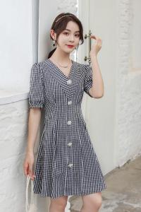 《现货》夏季韩版短袖新款连衣裙,女装连衣裙,宫廷韵色