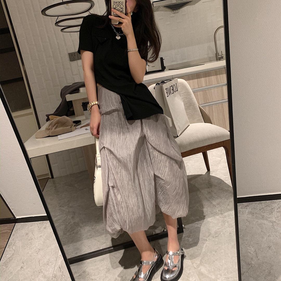 褶皱半身裙，女装半身裙，XTZ style