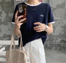 【现货】天丝珠地面料撞色字母短Tee，女装，海维恩