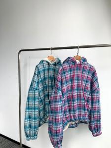 现货 冬季新款 复古格子卫衣 羊羔毛里衬,女装卫衣/绒衫,YMY